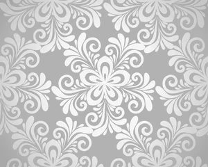 Poster excellent seamless floral background with flowers in silver. © Hulinska Yevheniia