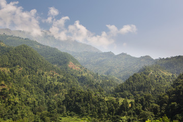 Wild hills on the way to Pokhara from Kathmandu in Nepal