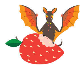 Bat and strawberry.