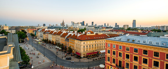 Top view of the old town in Warsaw - obrazy, fototapety, plakaty