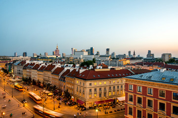 Top view of the old town in Warsaw