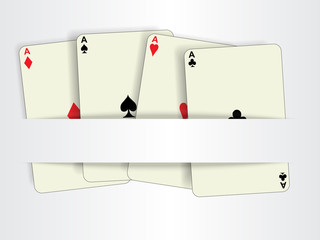Paper cut background with retro poker cards