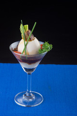 japanese cuisine. japanese boiled egg on the background