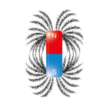 iron filings magnetic field lines vector
