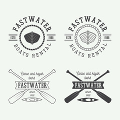 Set of vintage rafting logo, labels and badges.