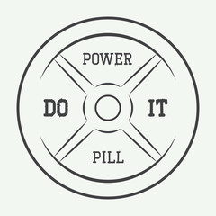 Gym logo in vintage style. Vector illustration.