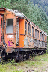 Fototapeta na wymiar tren naranja abandonado