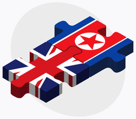 United Kingdom and Korea-North Flags
