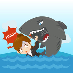 cartoon illustration Businesswoman crisis