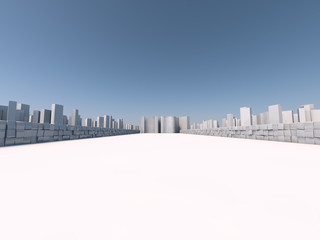 landscape of skyscrapers in the city 3D rendering