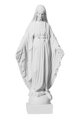 white stone statue of saint Mary