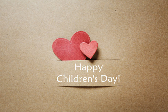 Childrens day message with red hearts