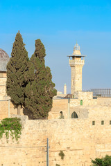 Fototapeta na wymiar Minaret on the Temple Mount