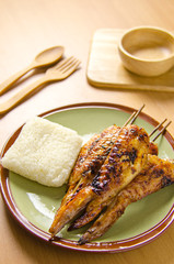 Grilled chicken in dish