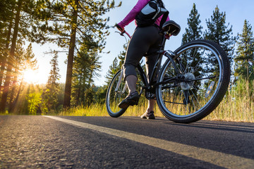 Biking at sunset.