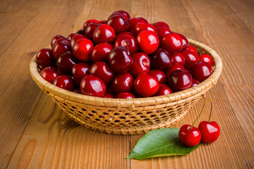 Sweet cherry berries background (Prunus avium)