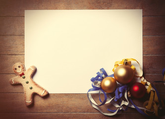 papaer and christmas toys with gingerbread man