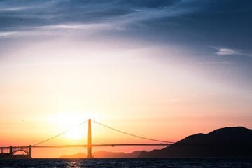 Sunset over Golden Gate bridge