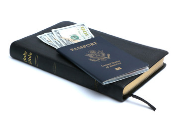 Obraz premium Bible, Money and Passport 