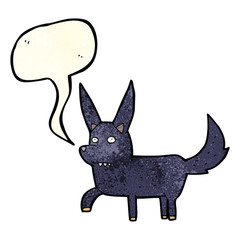 cartoon wild dog with speech bubble