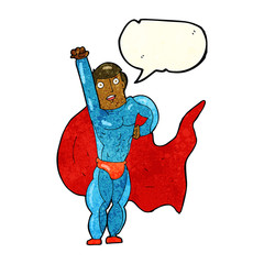 cartoon superhero with speech bubble