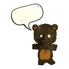 cute cartoon black bear with speech bubble