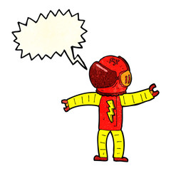 cartoon astronaut with speech bubble