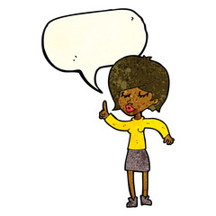 cartoon woman with idea with speech bubble