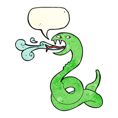 cartoon hissing snake with speech bubble