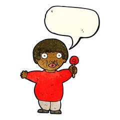 cartoon fat child with speech bubble