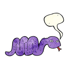 funny cartoon snake with speech bubble