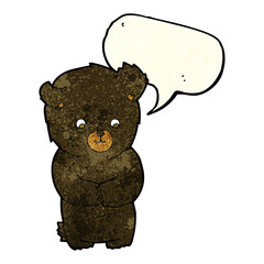 cute cartoon black bear with speech bubble