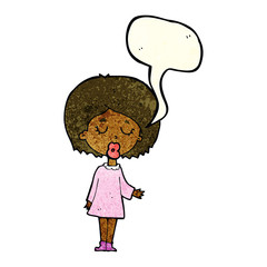 cartoon woman explaining her point with speech bubble