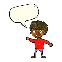 cartoon happy boy with speech bubble