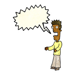 cartoon man freaking out with speech bubble