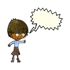cartoon woman stressing out with speech bubble