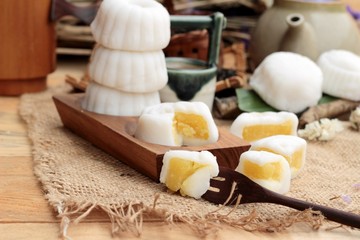 Mochi japanese dessert patties soybeans of delicious.