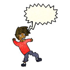 cartoon terrified man with speech bubble