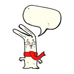 cartoon rabbit with speech bubble