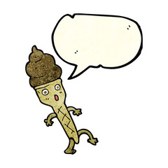cartoon ice cream with speech bubble
