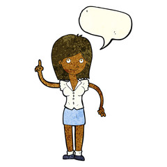 cartoon woman with idea with speech bubble