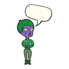 cartoon zombie girl with speech bubble