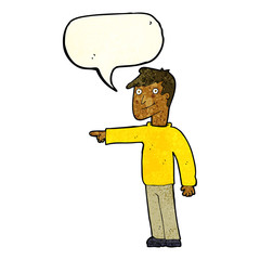 cartoon man pointing with speech bubble