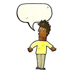 cartoon surprised man with speech bubble