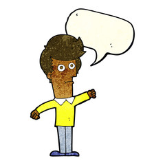 Fototapeta premium cartoon man punching with speech bubble
