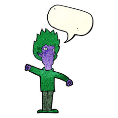 cartoon vampire man with speech bubble