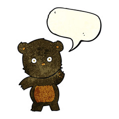 cute cartoon black bear with speech bubble