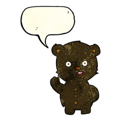 cute cartoon black bear with speech bubble