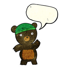 cute cartoon black bear with speech bubble