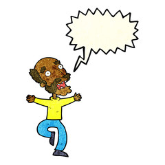 cartoon old man having a fright with speech bubble